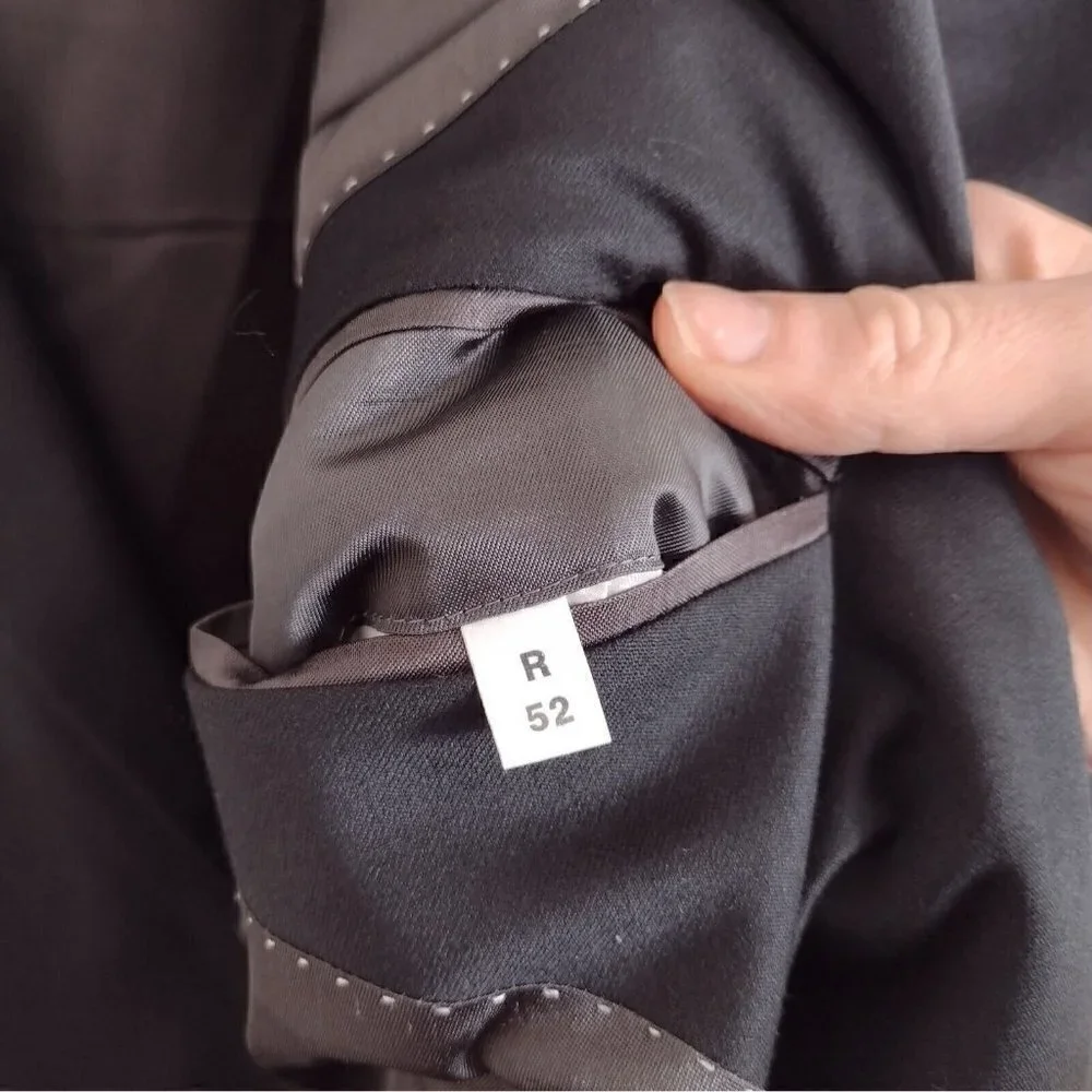 Haspel Super 110s Worsted 100% Wool Classic Suit Jacket Black Mens 52 Regular
